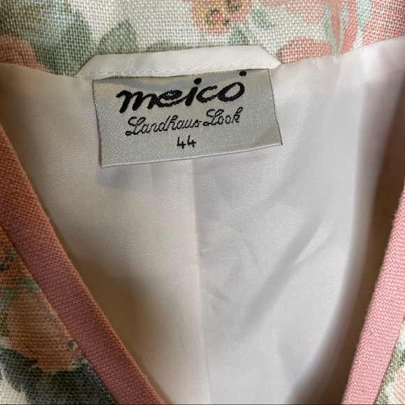 MEICO Landhaus Look Vintage Floral Linen Women’s Blazer Large - Picture 2 of 7